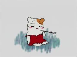 Hamtaro flopping onto the ground in defeat